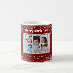 Ögonfönster för foton från Red silver snö Kaffemugg