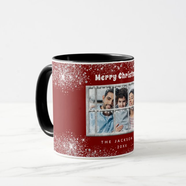 Ögonfönster för foton från Red silver snö Mugg (Framsida vänster)