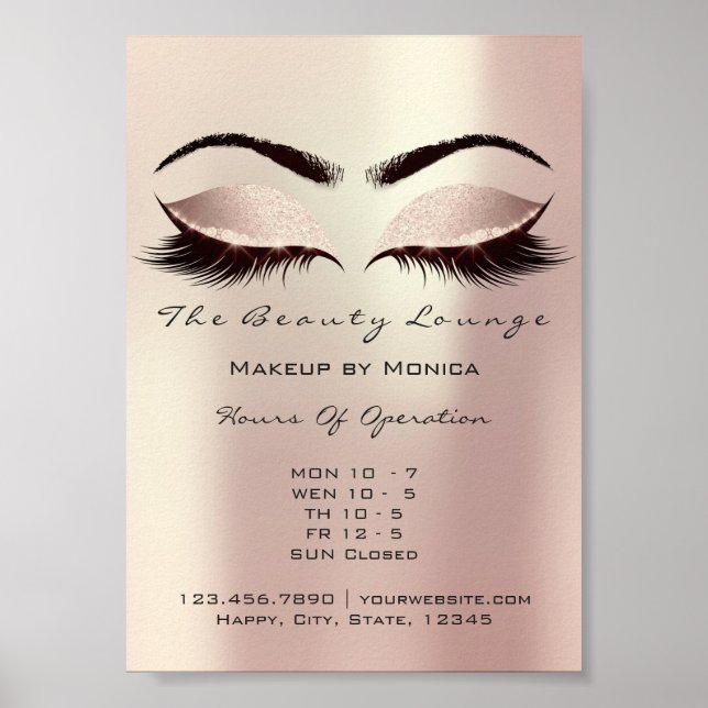 Ögonfrans Makeup Artist Glitter Skönhet Rosa Poster (Framsidan)