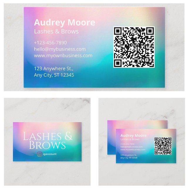 Ögonfrans QR-kodmallar Visitkort (Templates Eyelash QR Code Business Card
)