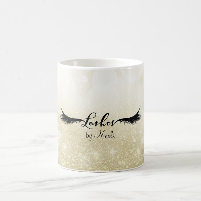 Ögonfransar Guld Glam Personlig Skönhet Kaffemugg (Center)