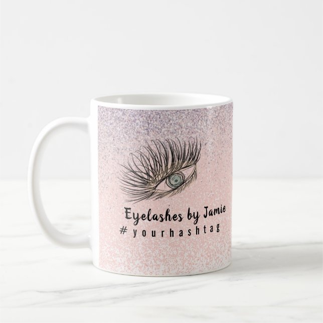 Ögonfransar Handritad Salong Företag Glitter  Kaffemugg (Vänster)