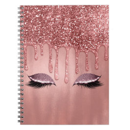 Ögonfransar med rosa glitter och rosa droppar anteckningsbok