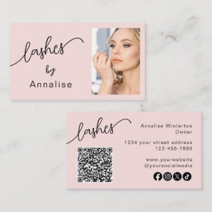 Ögonfransar Röda Rosa Script Socialt Ikon QR-kod F Visitkort