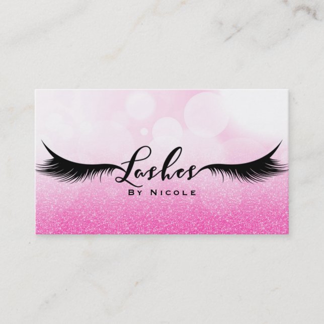 Ögonfransar Rosa Glitter Glamour Ögonmakeup Visitkort (Framsida)