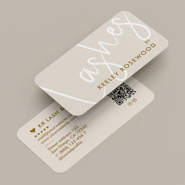 Ögonfransar Tech Sminkartist Skönhet Estetisk Sand Visitkort (Lashes Tech Makeup Artist Beauty Aesthetic Sand Business Card
)