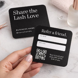Ögonfransförlängning Referral Card Svart Fyrkantigt Visitkort