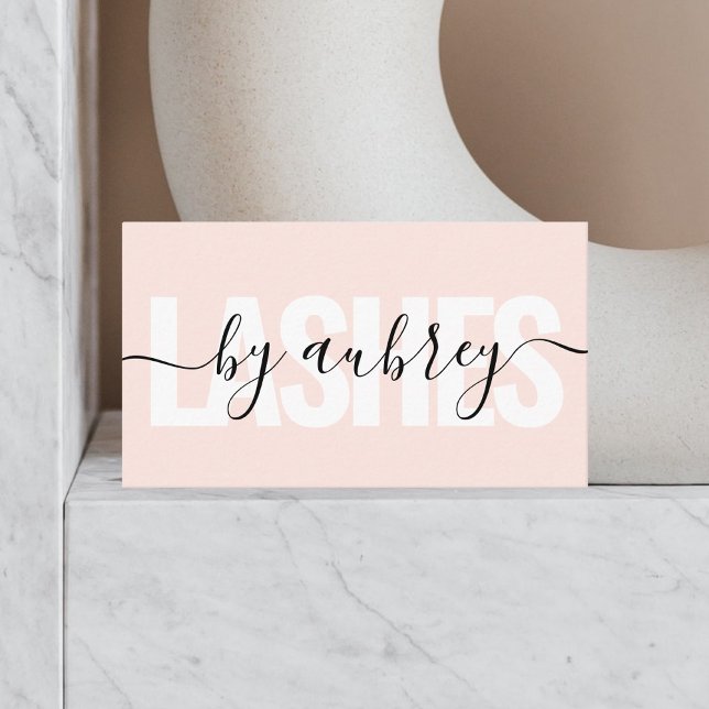 Ögonfranssalong Girly Script Fet Minimalist Rosa Visitkort (Skapare uppladdad)