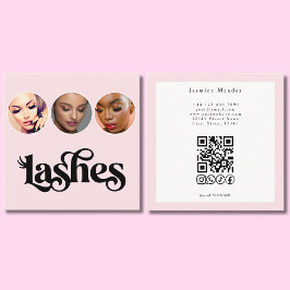 Ögonfransstylist Blush Rosa 3 Foto QR-kod Fyrkantigt Visitkort