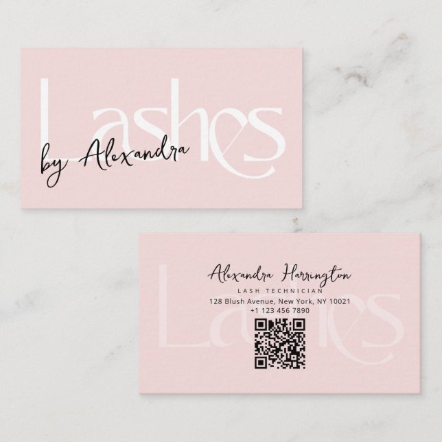 Ögonfransstylist Blush Rosa Modern Typografi Visitkort (Fram/baksida)