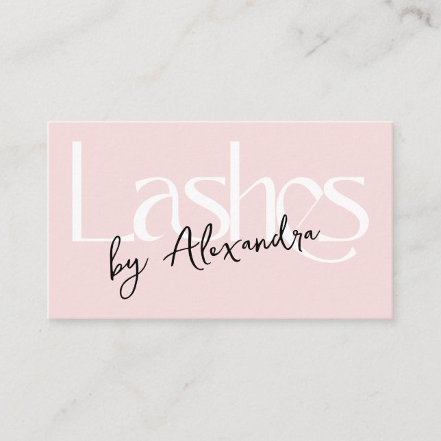 Ögonfransstylist Blush Rosa Modern Typografi Visitkort (Framsida)