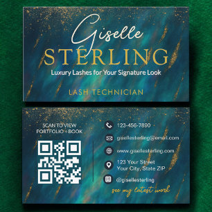 Ögonfransstylist Opal Stone QR-kod Grön Visitkort