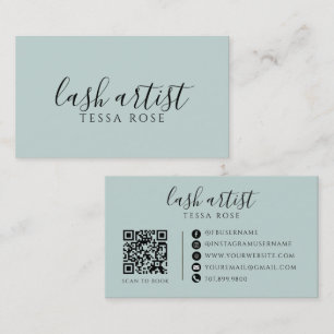 Ögonfransstylist QR-kod Dammig Blågrön Visitkort