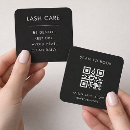 Ögonfransvård Instruktioner QR-kod Fyrkantigt Kort
