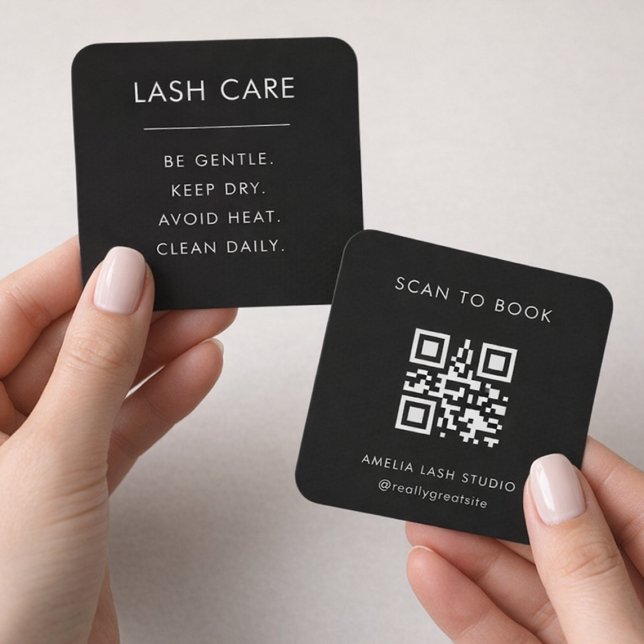 Ögonfransvård Instruktioner QR-kod Fyrkantigt Kort (Skapare uppladdad)