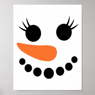 Ögonfrasen Vinter Snögubbe Ansikte - Julafton för Poster