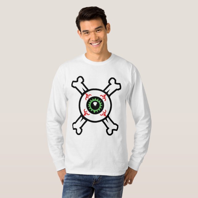 Ögonglob och dödskalle (ljusa bakgrunder) t shirt (Hel framsida)