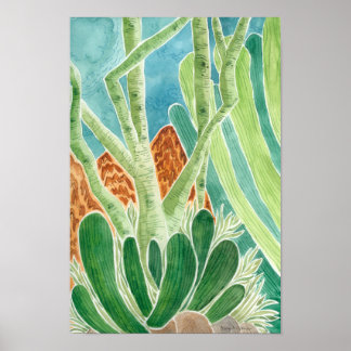 Ögonliggande med Cactus Watercolor Print Poster