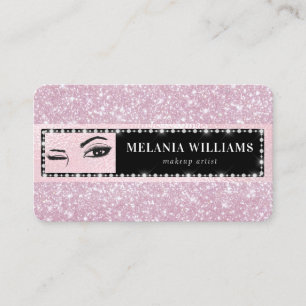 Ögonmakeupartist Trendig Rosa Guld Glitter Girly Visitkort