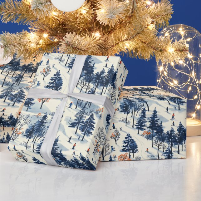 Ögonvinterskidåkning i mönster presentpapper (Helgdagar)