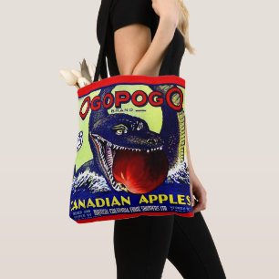 Ogopogo Canadian Appar Frukt låda etikett print Tygkasse