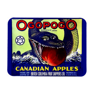 Ogopogo Canadian Appfrukt låda label Magnet