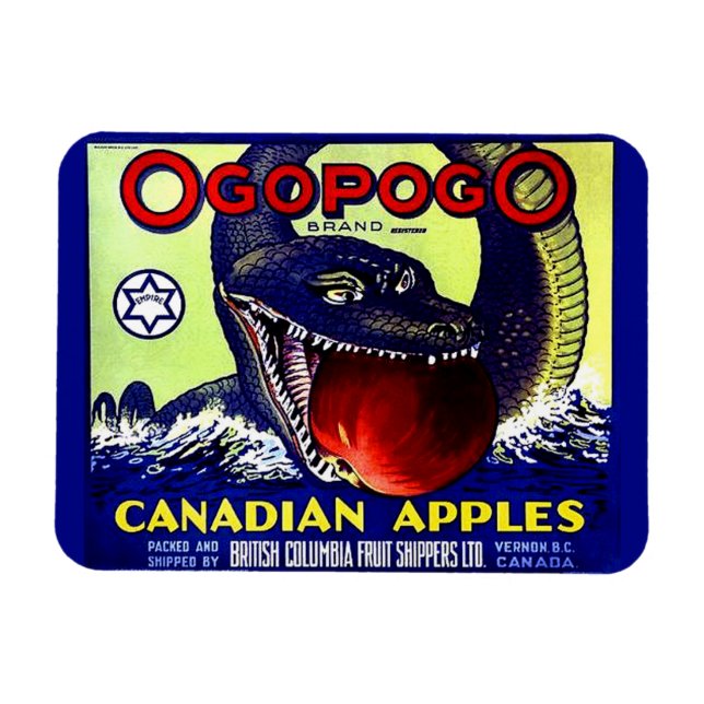 Ogopogo Canadian Appfrukt låda label Magnet (Horisontell)