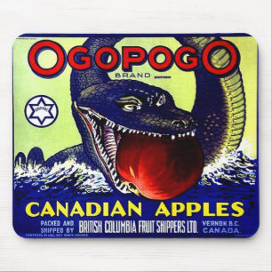 Ogopogo Canadian Appfrukt låda label Musmatta