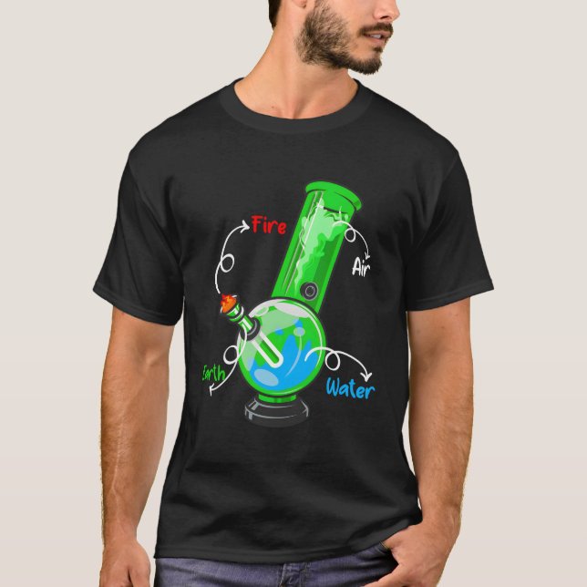 Ogräs Bong Elets Fire Vatten Luft Thc Smoking Anat T Shirt (Framsida)