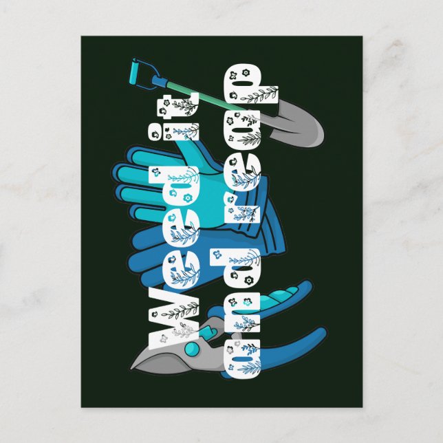 Ogräs IT och skörda en rolig  trädgårdstrumpa Vykort (Framsida)