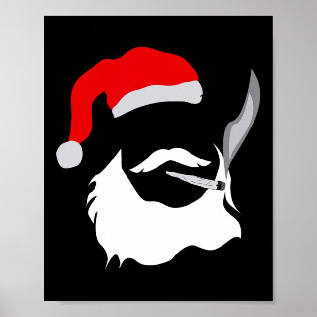 Ogräs Julen Jultomten rökning i Ansikte Poster (Framsidan)