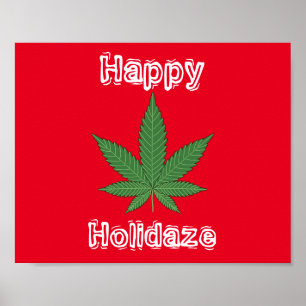 Ogräs Löv jul Lycklig Holidaze Poster