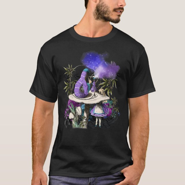 Ogräs rökande vattenpelare och Alice i Wonderland T Shirt (Framsida)