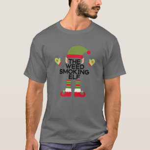 Ogräs Rökning Elf Funny Edibles jul Party T Shirt