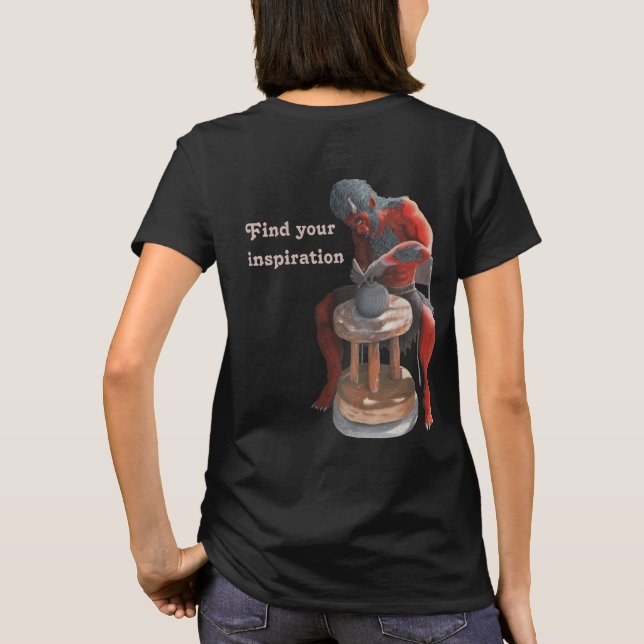 Ogre Använda pottery Wheel Fantasy Art T-Shirt (Baksida)
