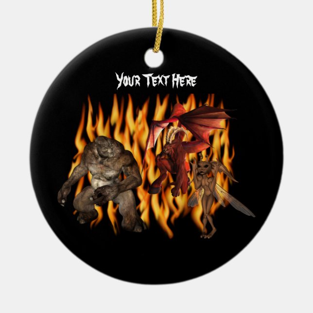 Ogre Demon Goblin Flames Halloween Ornament (Framsidan)