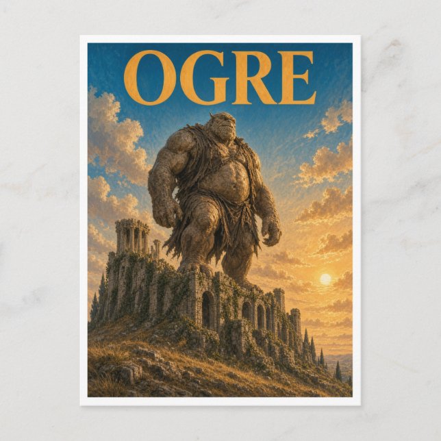 Ogre, gotisk fantasimonster vykort (Framsida)