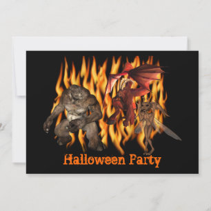 Ogre Monsters Flames Halloween-inbjudan Inbjudningar