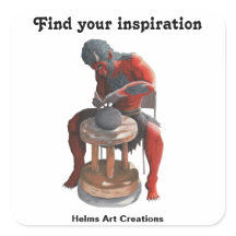 Ogre Potter Crawing Pottery Fantasy Art Stickers