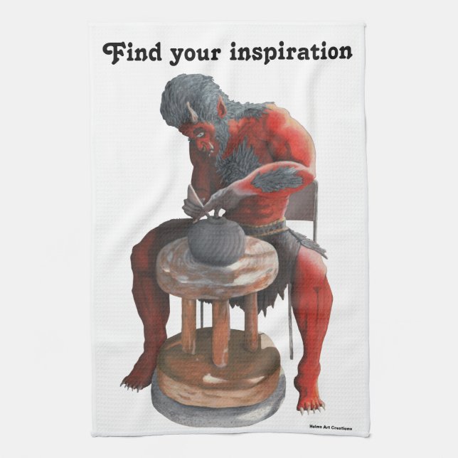 Ogre Potter Skapar Pots Fantasy Art Kitchen Towel Kökshandduk (Vertikal)