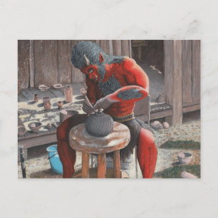 Ogre Potter Skapar pottery Fantasy Art Postcard Vykort