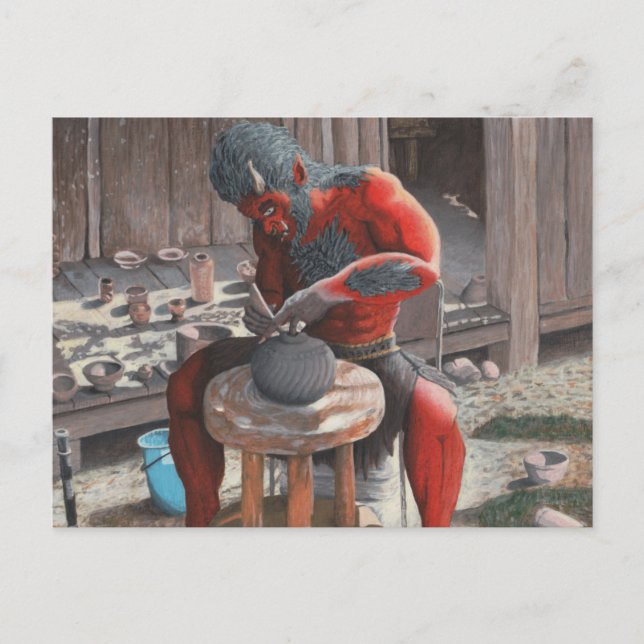 Ogre Potter Skapar pottery Fantasy Art Postcard Vykort (Framsida)