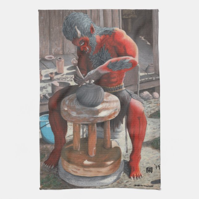 Ogre Skapar japansk pottery Fantasy Art Towel Kökshandduk (Vertikal)