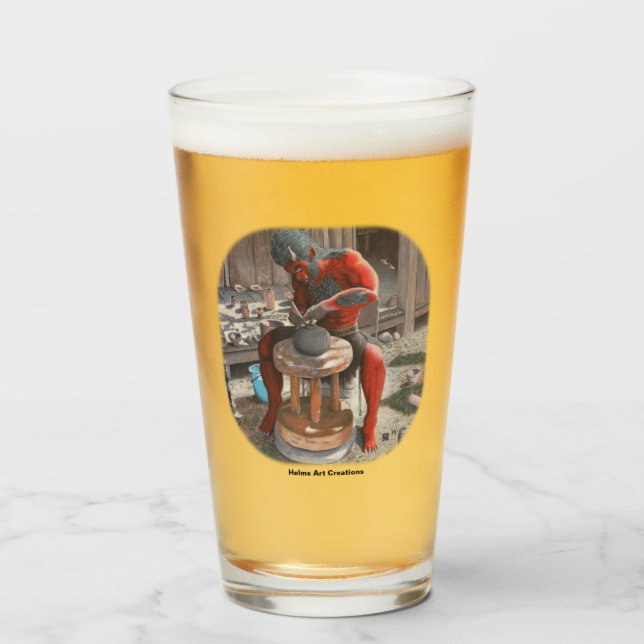 Ogre Spinning Pottery Wheel Fantasy Art Glass Glaskopp (Framsida fylld)