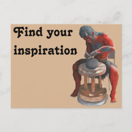Ogre Spinning Pottery Wheel Fantasy Art Postcard Vykort