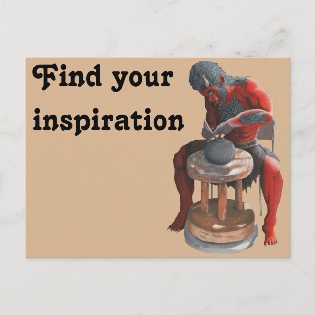 Ogre Spinning Pottery Wheel Fantasy Art Postcard Vykort (Framsida)