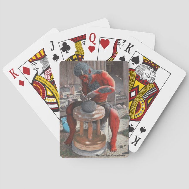 Ogre Spinning Pottery Wheel Fantasy-uppspelningsko Casinokort (Baksidan)