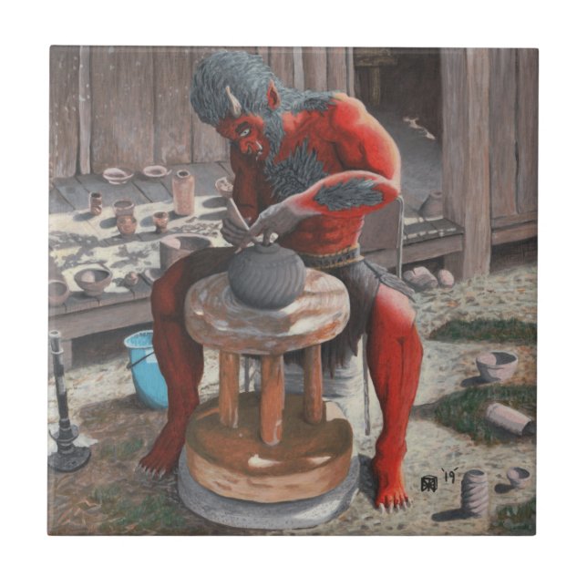 Ogresnurrkrukmakeri rullar den keramiska fantasin kakelplatta (Framsidan)