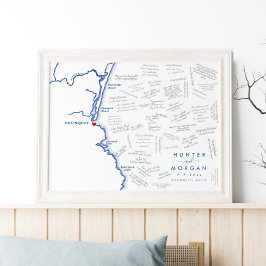 Ogunexit Maine Bröllop Modern Guest Bok Poster