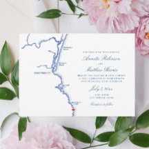 Ogunexit Maine Elegant Navy Karta Bröllop